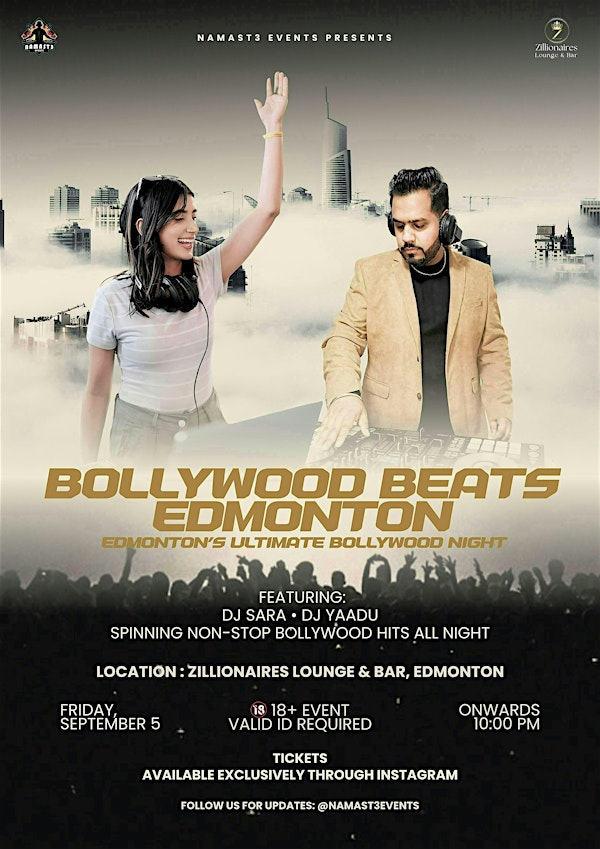 BOLLYWOOD BEATS EDMONTON BY NAMAST3 EVENTS | Zillionaires Lounge & Bar