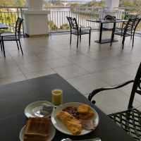 breakfast with perak river view..