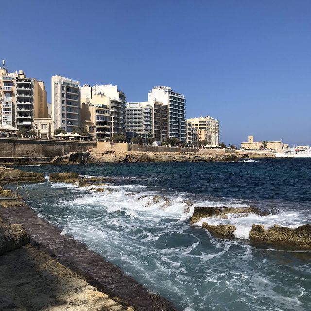 Water is always blue here in Sliema, Malta