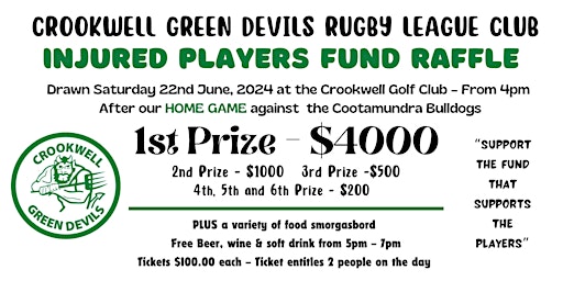 Crookwell Senior Green Devils Injured Players Fund | Crookwell Golf Club