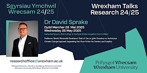 Darlith Gyhoeddus  | Dr David Sprake, Public Lecture | Wrexham University