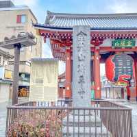 降雪の翌朝の雷門