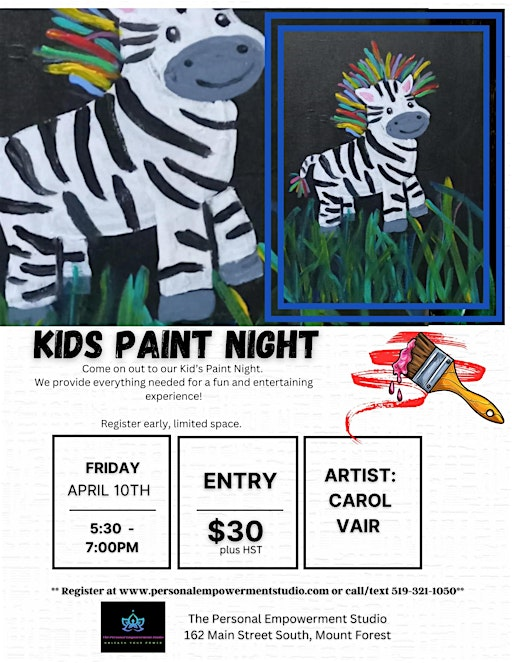 Kids Paint Night! | The Personal Empowerment Studio, Main Street South, Mount Forest, ON, Canada