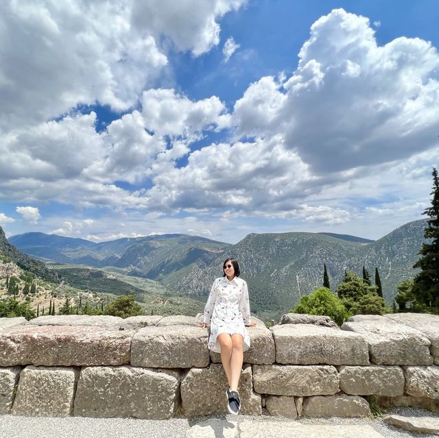 Exploring archaeological ruins at Delphi