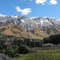 Kazbegi Village - sunset in the mountains