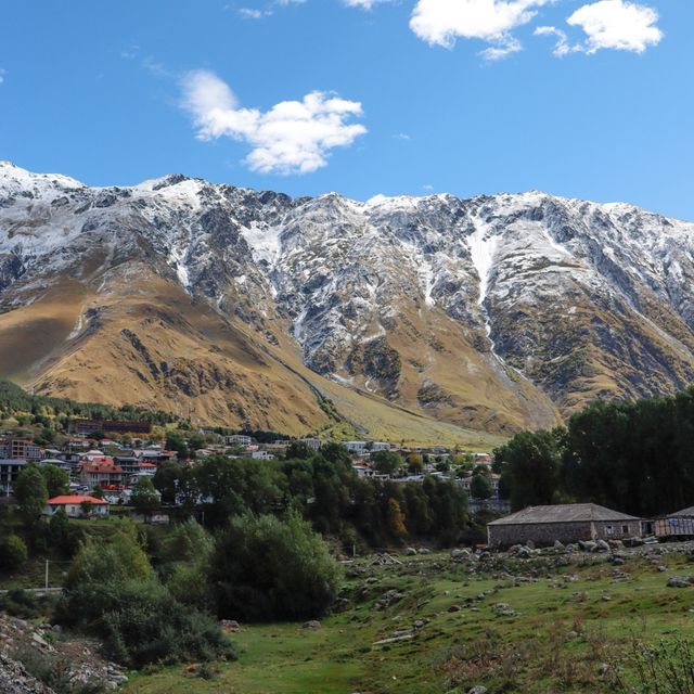 Kazbegi Village - sunset in the mountains