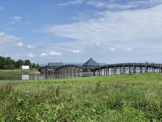 Bridge with mountain view 