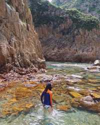 Hong Kong's Clock Tower Cave, one of Hong Kong's four most beautiful sea caves eroded by the sea.