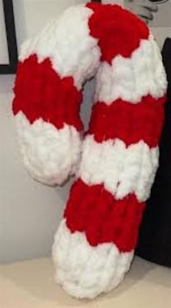 Hand Knitting Chunky Candy Cane Pillow | 5957 Sky Pond Dr suite d160