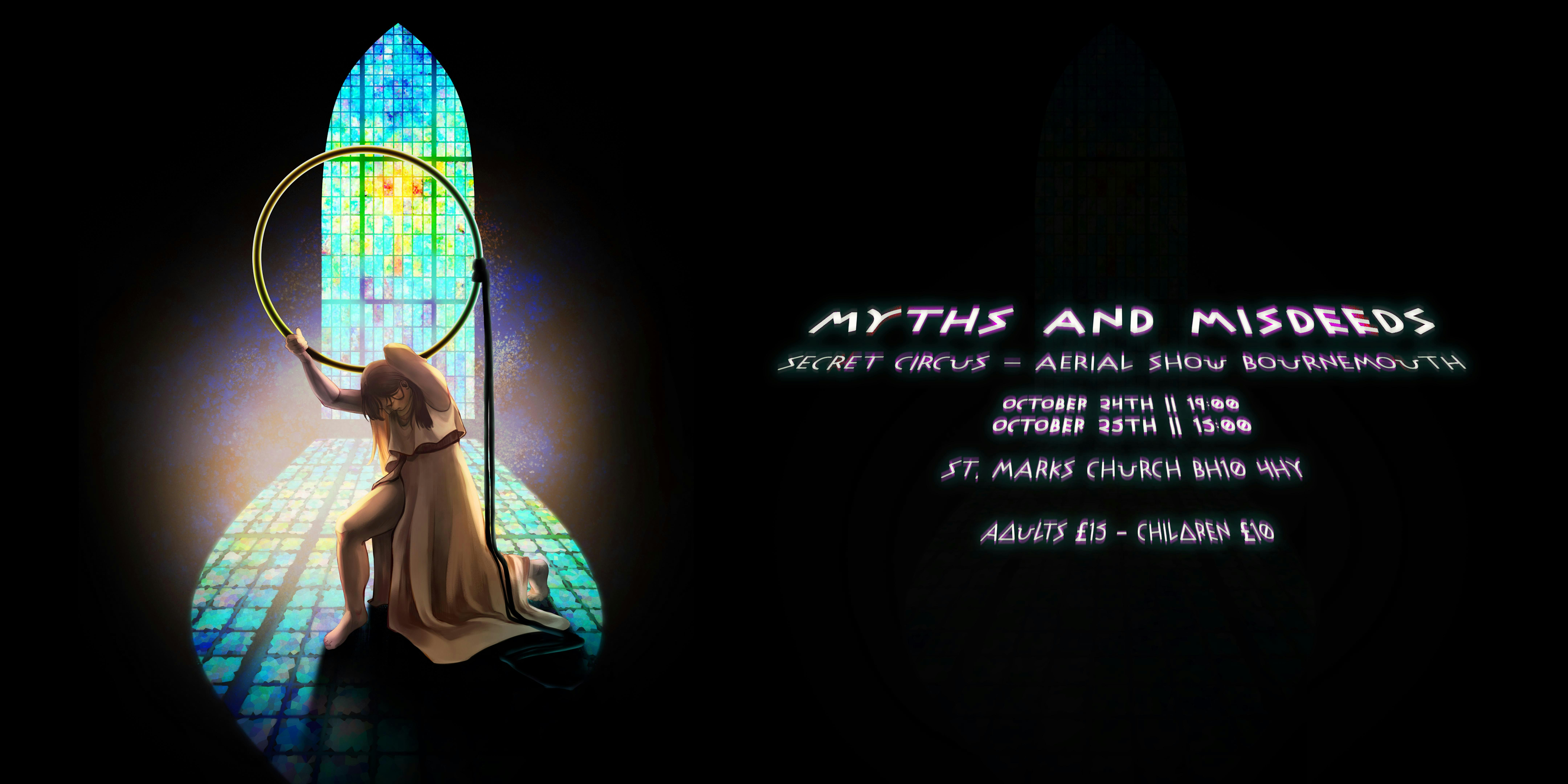 Myths & Misdeeds | Secret Circus Aerial Show Bournemouth | St Mark's Church, Talbot Village
