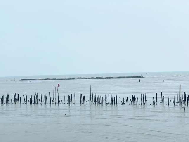  ชายทะเลกาหลง สะพานปูนสีสวย