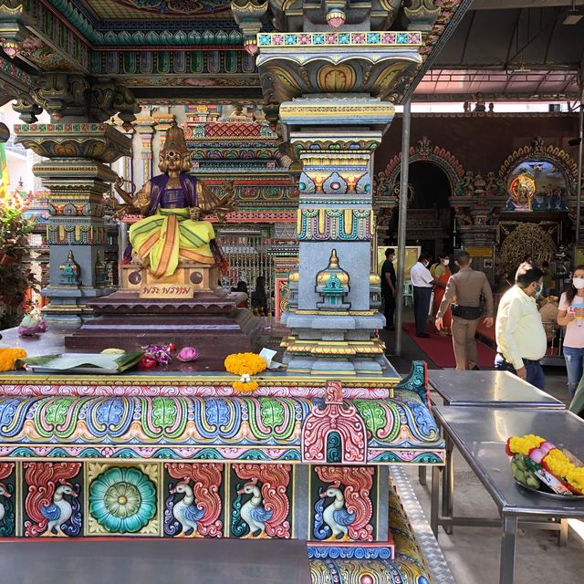  Hindu temple with colour carvings 