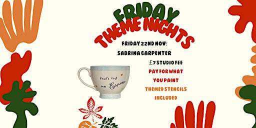 Sabrina Carpenter pottery painting friday theme night | Peggy's Pots
