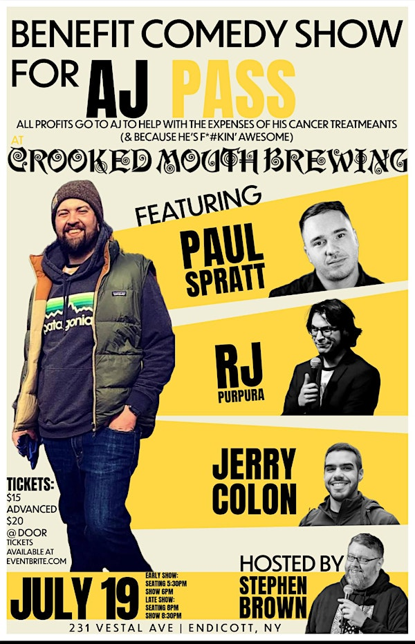AJ Pass Benefit (LATE SHOW) | Crooked Mouth Brewing