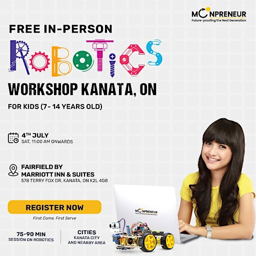 Free In-person Robotics Class in Kanata, ON for Kids Ages 7-14 Yrs | Fairfield by Marriott Inn & Suites 578 Terry Fox Dr, Kanata, ON K2L 4G8, Canada