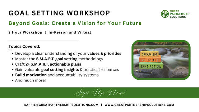 GOAL SETTING WORKSHOP: Beyond Goals: Create a Vision for Your Future! | Crown Center Executive Suites & Meeting Rooms