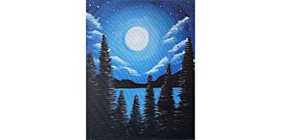 Blue Moonrise, paint and sip painting event at Back Forty! (Roseville) | Back 40 Texas Bbq