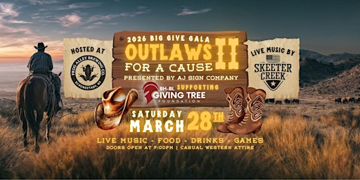 Outlaws for a Cause II: 2026 Big Give Gala! | Frog Alley Brewing