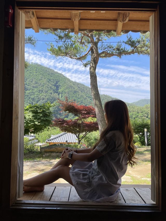 한옥 황토 온돌방에서의 뷰가 이렇게 좋다고🤎