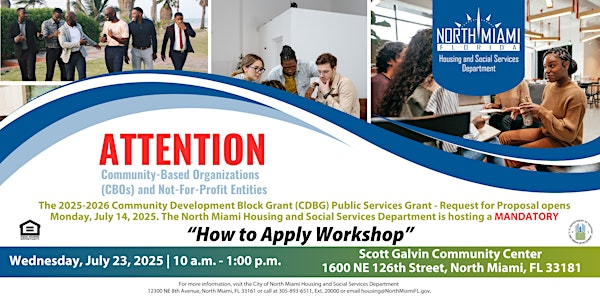 Community Development Block Grant (CDBG) Public Services Grant Workshop | Scott Galvin Community Center