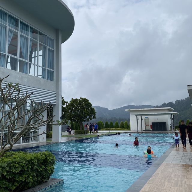 Hot water swimming pool under the moon light