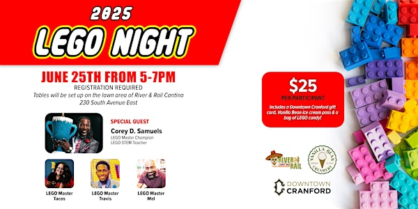 Downtown Cranford 2025 Lego Night | River and Rail Cantina