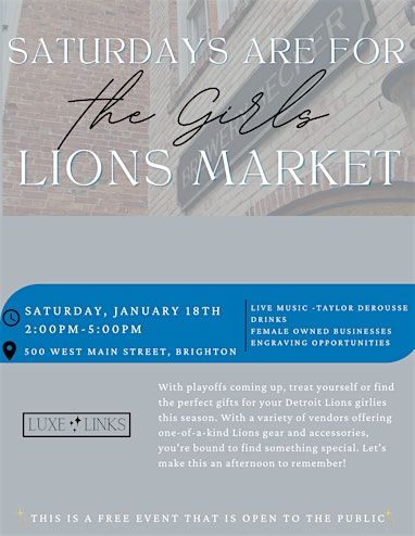 Saturdays Are For The Girls Lions Market | Brewery Becker