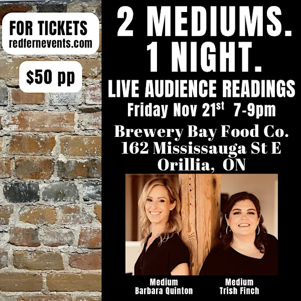 2 Mediums. 1 Night. Live Audience Mediumship Readings, Orillia | Brewery Bay Food Co