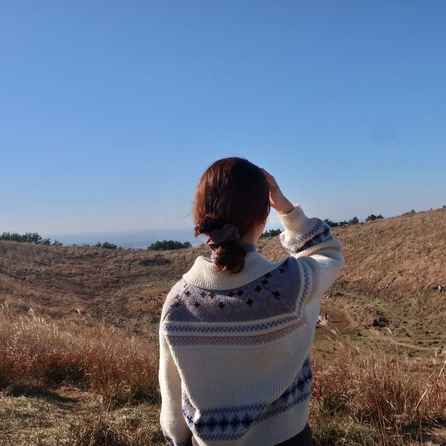 서쪽으로는 협재해변과 비양도, 동쪽으로는 한라산이 보이는 금오름🏔✨