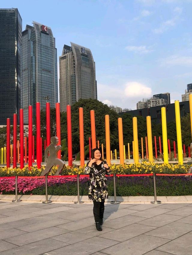 Having fun at Huacheng Square