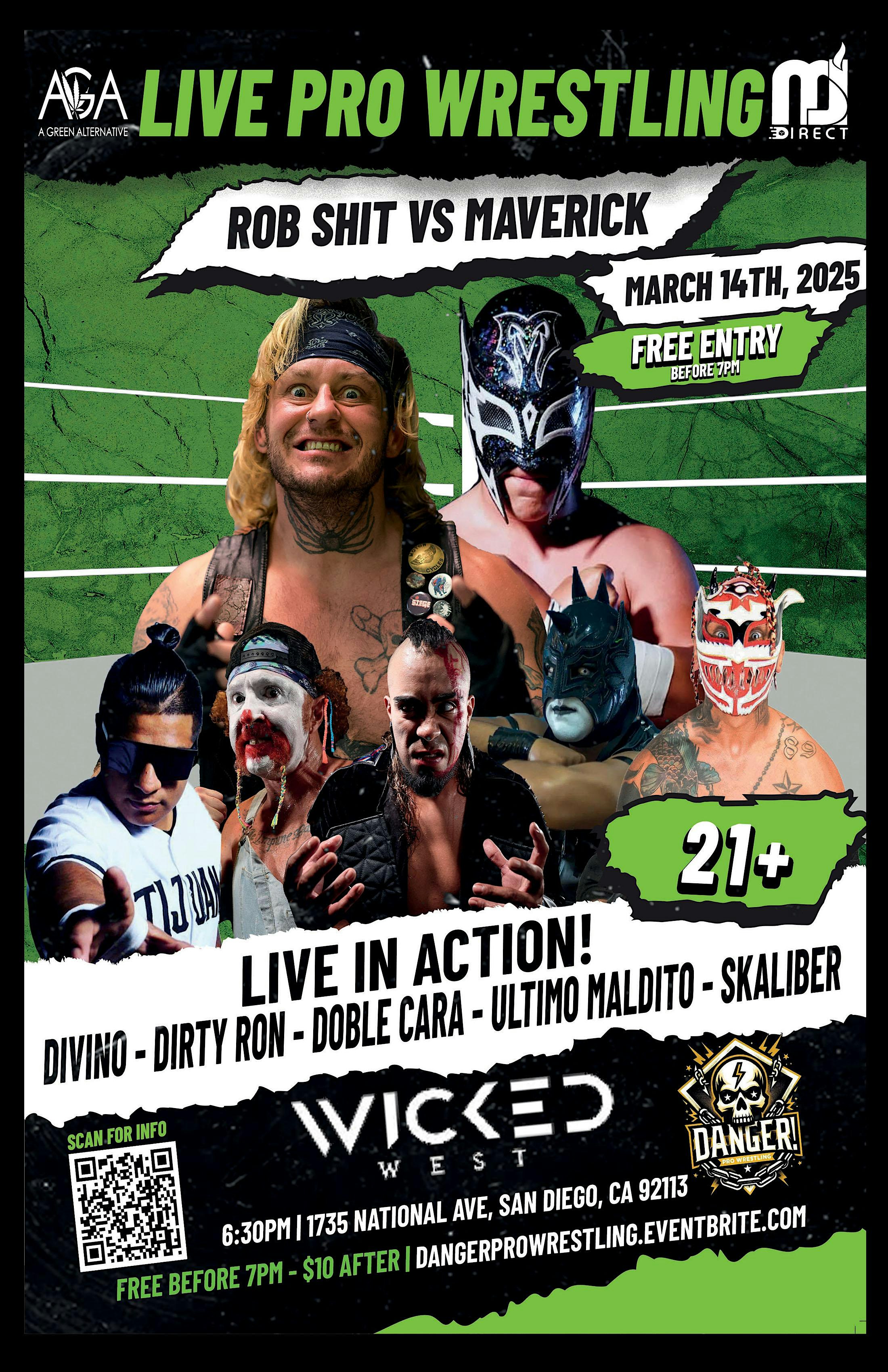 LIVE Pro Wrestling in San Diego @Wicked West #BarrioLogan 21+ & vendors | Wicked West