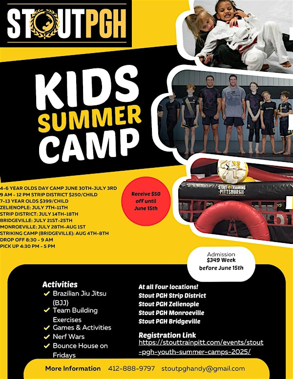 Stout PGH Summer Camps 2025 - 4 to 6 year olds half day camp | Stout PGH