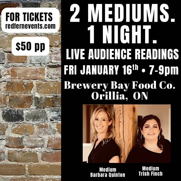 2 Mediums. 1 Night. Live Audience Mediumship Readings, Orillia | Brewery Bay Food Co