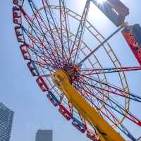 絶叫マシーンと桜の景色
