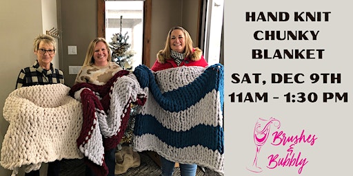 Hand Knit Chunky Blanket | Brushes & Bubbly - Paint Party