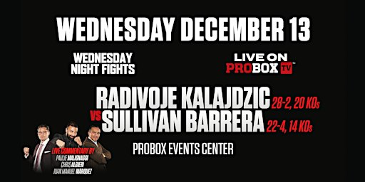 Live Boxing - Wednesday Night Fights! - December 13th | Probox Event Center