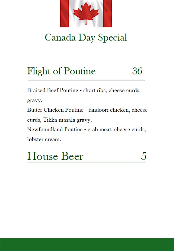Canada Day Special Menu | Botanicus Kitchen + Bar
