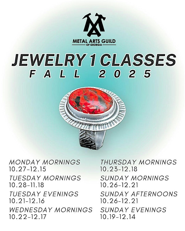 Learn to Make Jewelry! Jewelry 1 Weekly Classes at MAGG | Metal Arts Guild of Georgia