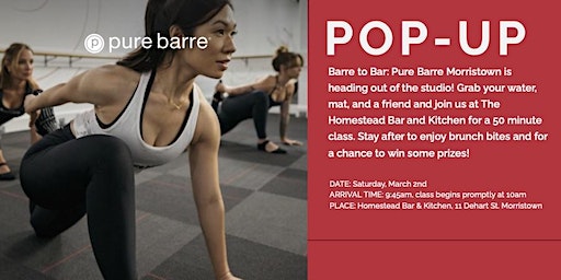 Pure Barre Morristown Pop-Up Class | Homestead Bar & Kitchen
