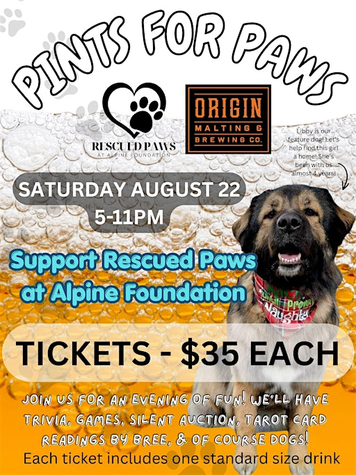 Pints for Paws | Origin Malting & Brewing Co. Ltd