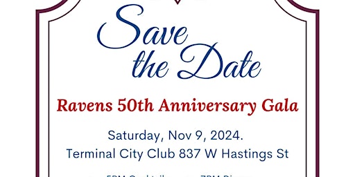 UBCOB Ravens Rugby Club 50th Anniversary Gala Dinner | Terminal City Club