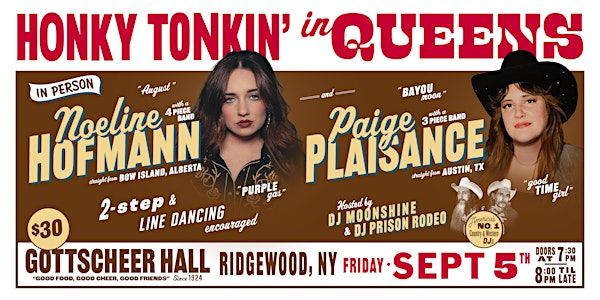 Honky Tonkin' in Queens in person with Noeline Hoffman and Paige Plaisance | Gottscheer Hall