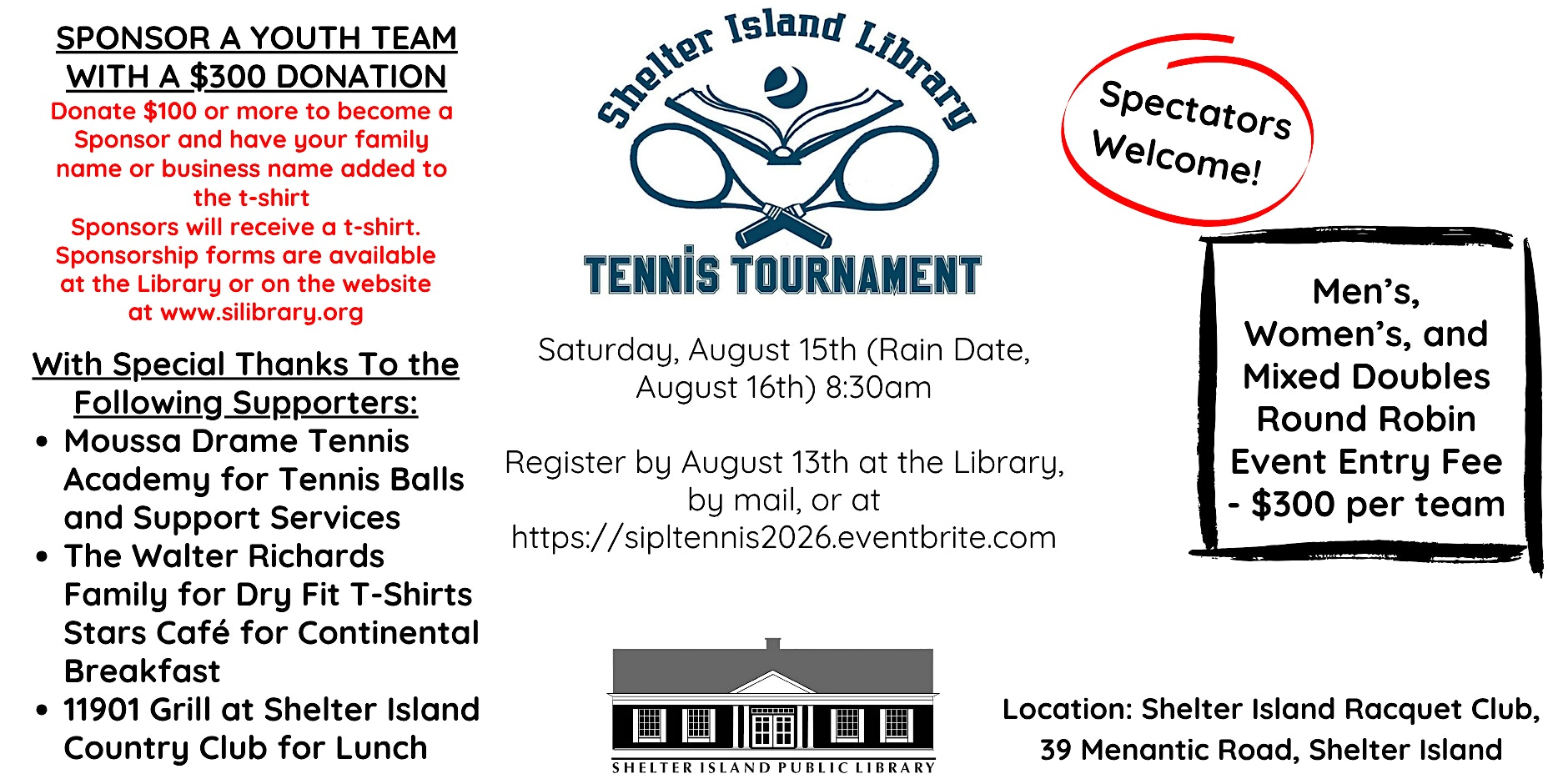 Shelter Island Library Tennis Tournament | 39 Menantic Rd