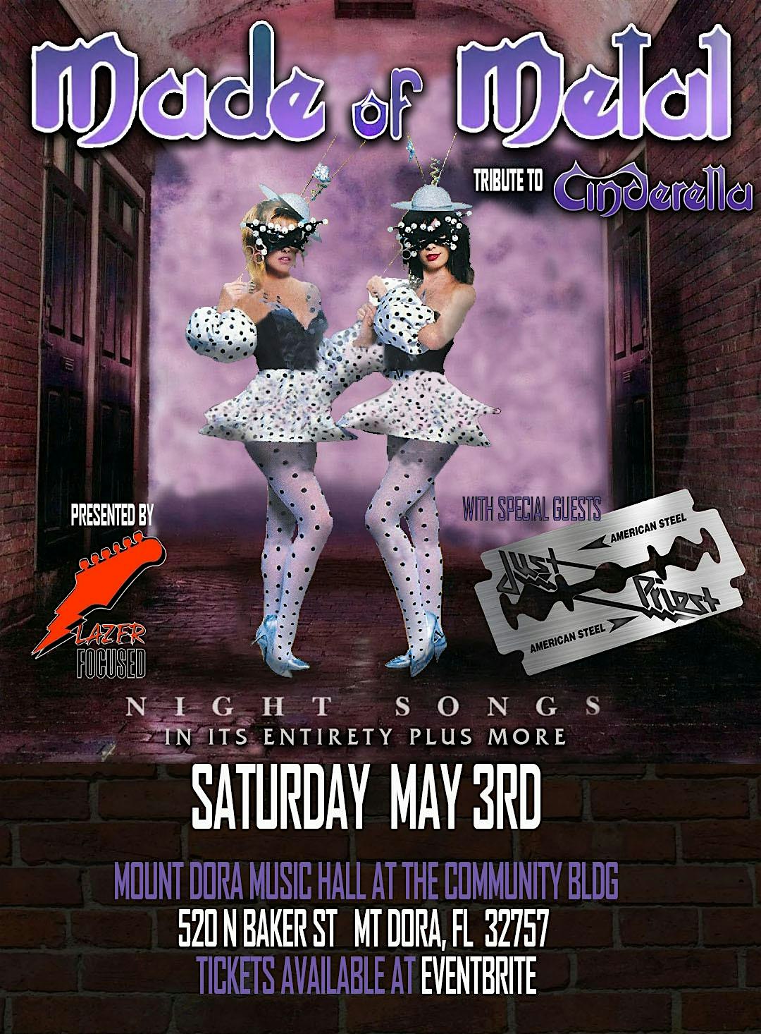 CINDERELLA TRIBUTE - MADE OF METAL & TRIBUTE TO JUDAS PRIEST - JUST PRIEST | Mount Dora Music Hall