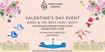 Valentine's Day Event: Birds & The Bees Paint Night (Sat. Feb. 17th) | Pudgy’s Place
