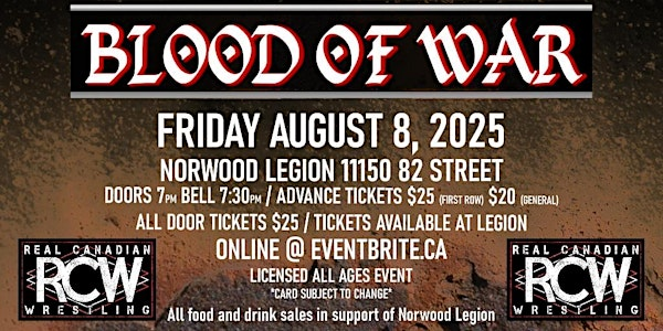RCW BLOOD OF WAR | Norwood Legion