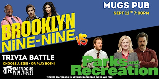 Brooklyn 99 vs Parks & Rec Trivia Battle - Sept 12th @ Mugs Pub Calgary! | Mugs Pub