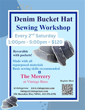 Denim Bucket Hat Reversible with Pockets | Vintage Ruse ~ The Mercery