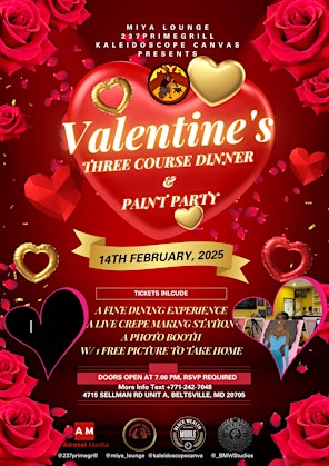 Elegant Valentines Day Paint Party & Three Course Dinner | Miya Lounge & Restaurant