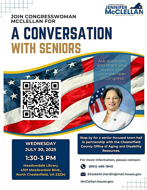 Senior Conversation with Congresswoman McClellan | Meadowdale Library - Chesterfield Public Library